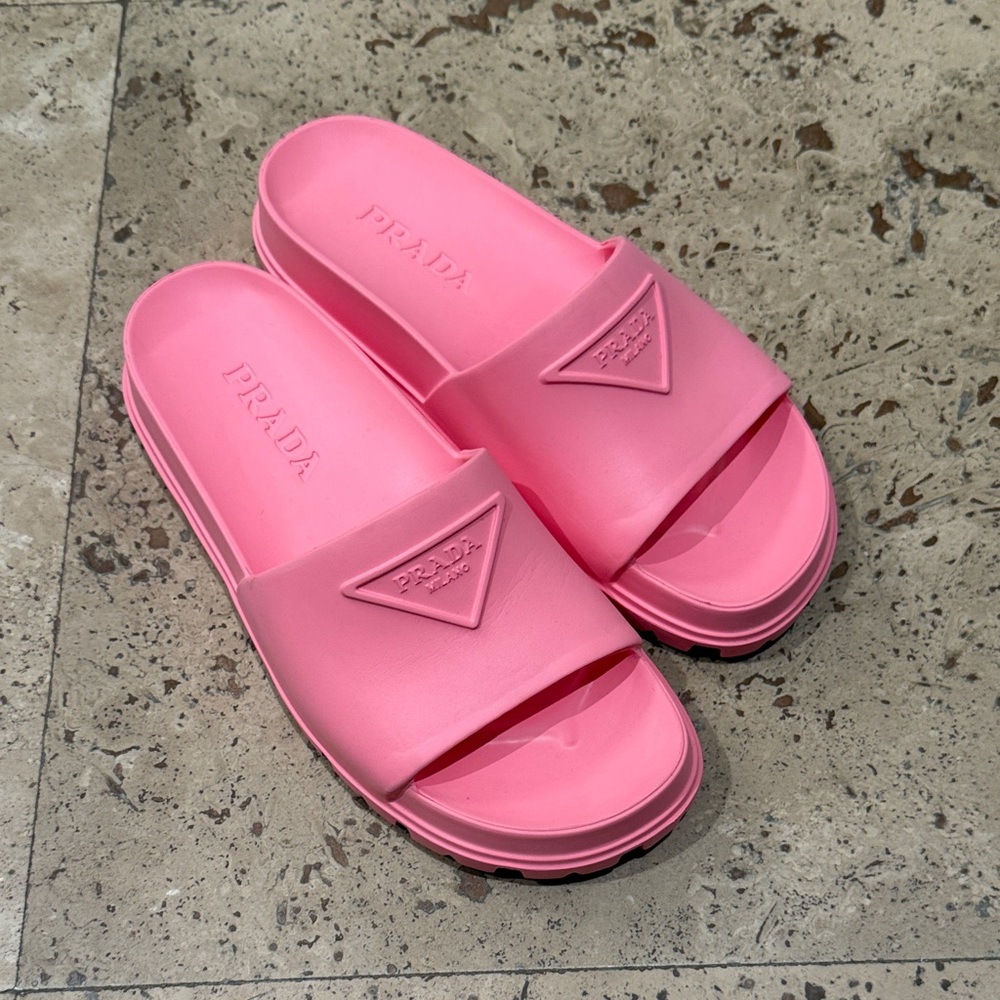 Prada Women's Vibrant Pink Slide Sandals